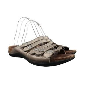 Dansko Shoes Womens 40 Sandals Janie Slip On Metallic Leather Adjustable Straps